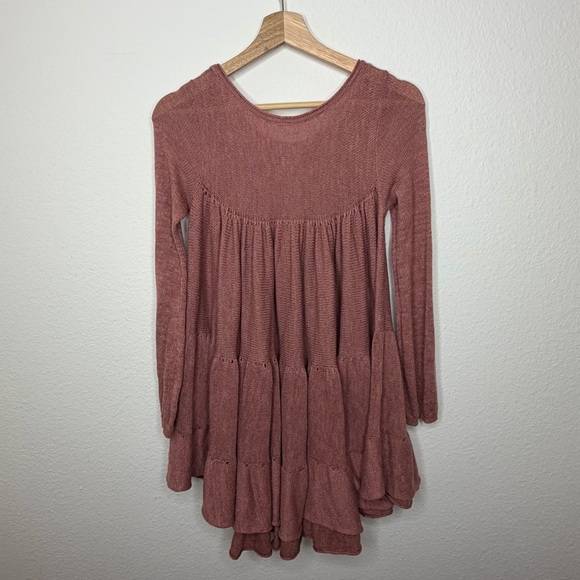 Free People Midnight Ruffles Swingy Tiered Tunic Sweater Top - Picture 6 of 6